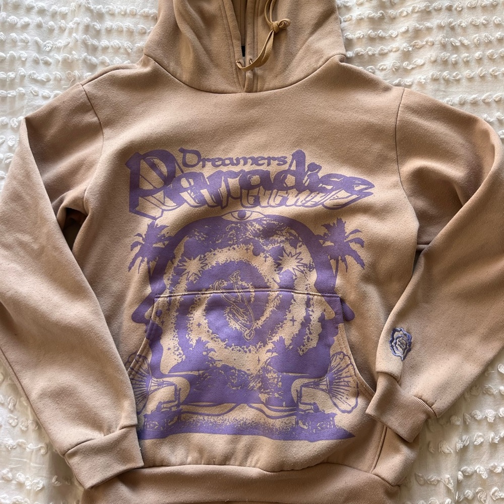 Dreamers paradise mind liquid design cream hoodie